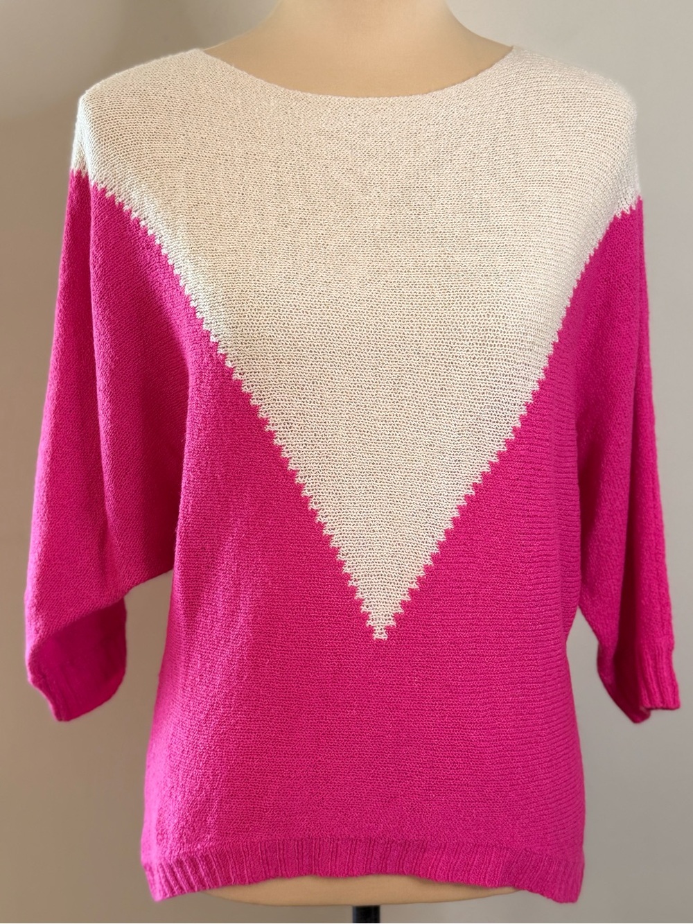 Reverse pink & off white soft lightweight wool blend sweater SZ SM